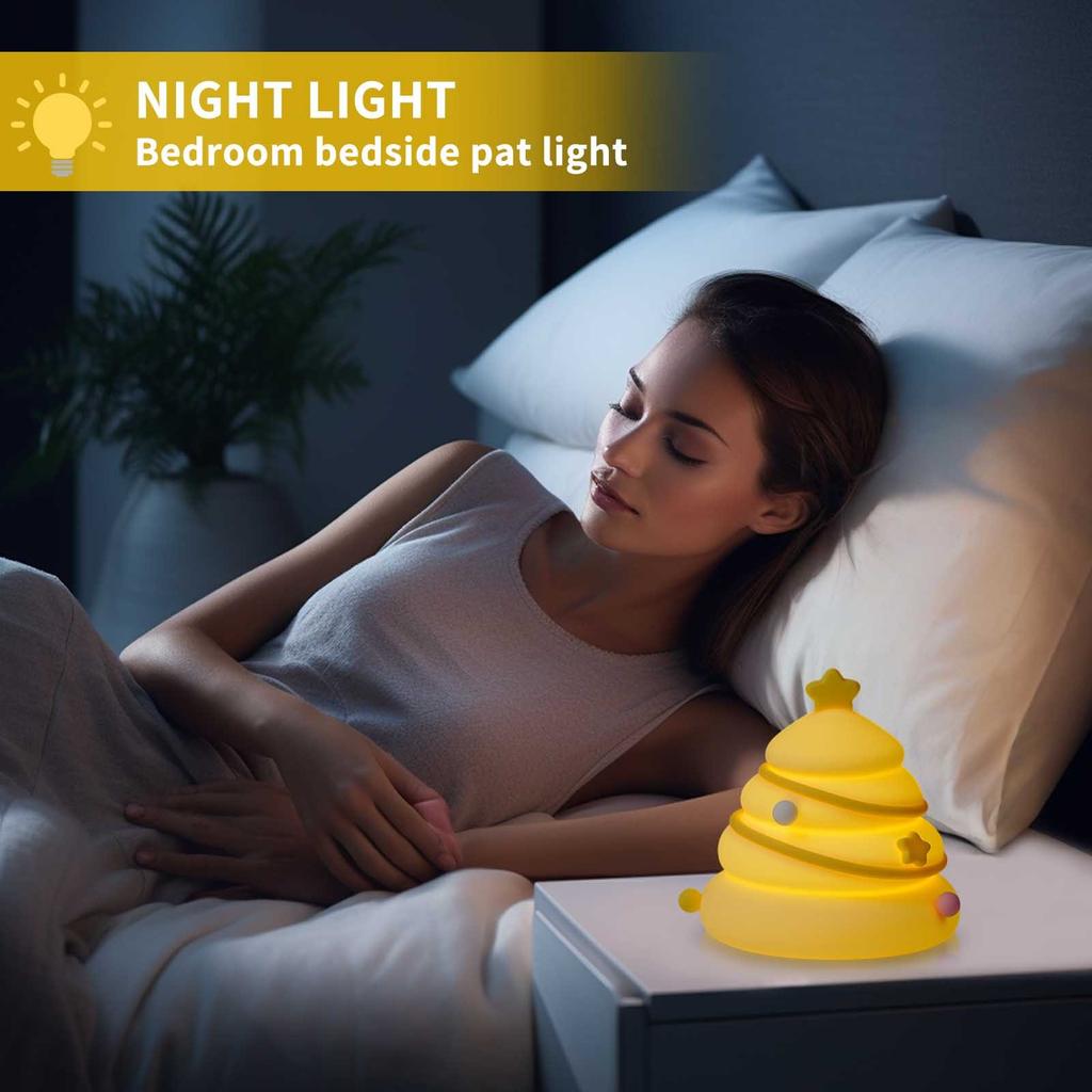Christmas Tree Small Night Light Silicone Light Patting Light Bedroom Bedlight Atmosphere Light Charging Night Light Gift