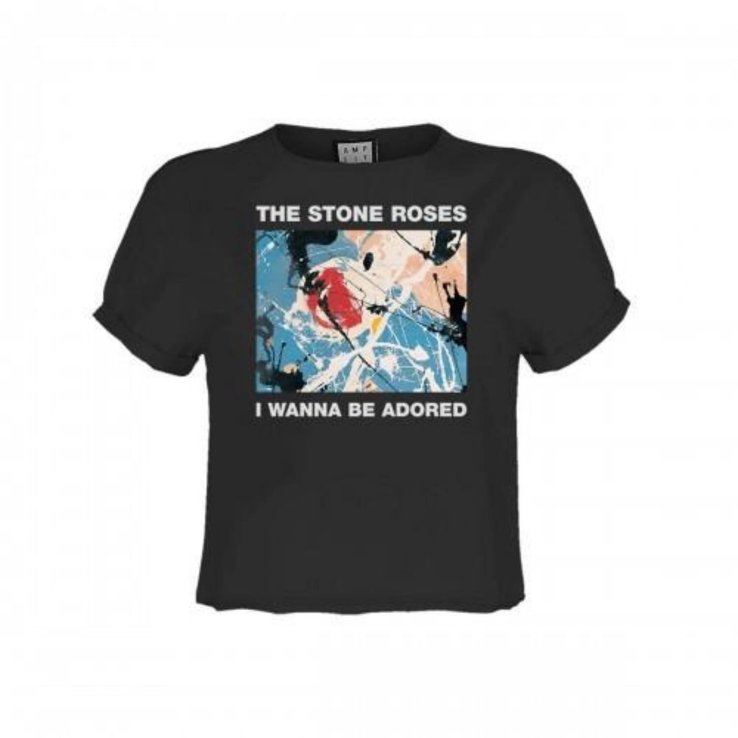 Amplified Womens_Ladies I Wanna Be Adored The Stone Roses Crop T-Shirt S чёрный
