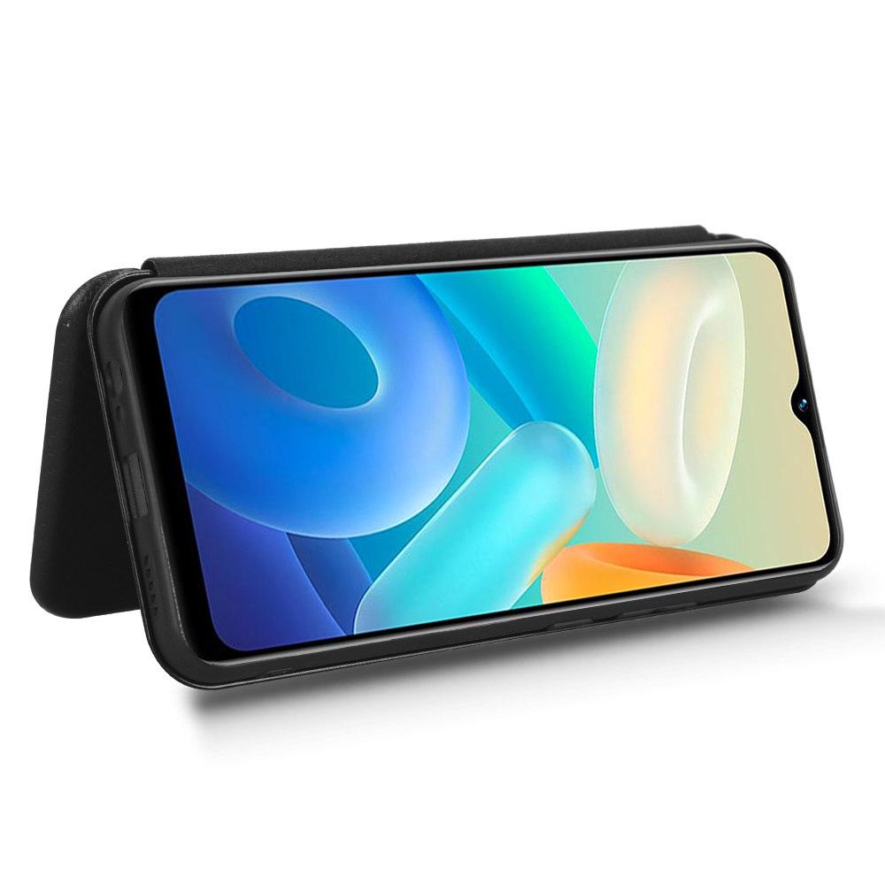 VIVO Y02S Carbon Fiber Multi-Card Euro-Asia Leather Flip Phone Case