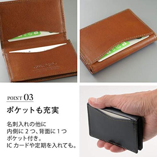Tamponato Leather Business Card Holder Card Card Pass CAS544 Navy [Milagro] (Business Holder, Men's Case, Women's Case, Leather)