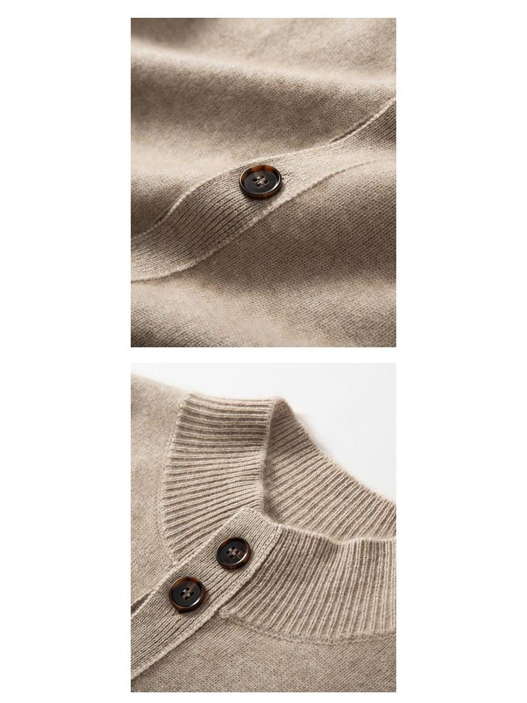 Men's Business Casual Cashmere Cardigan - Thick Stand Collar Wool Knit for Autumn & Winter