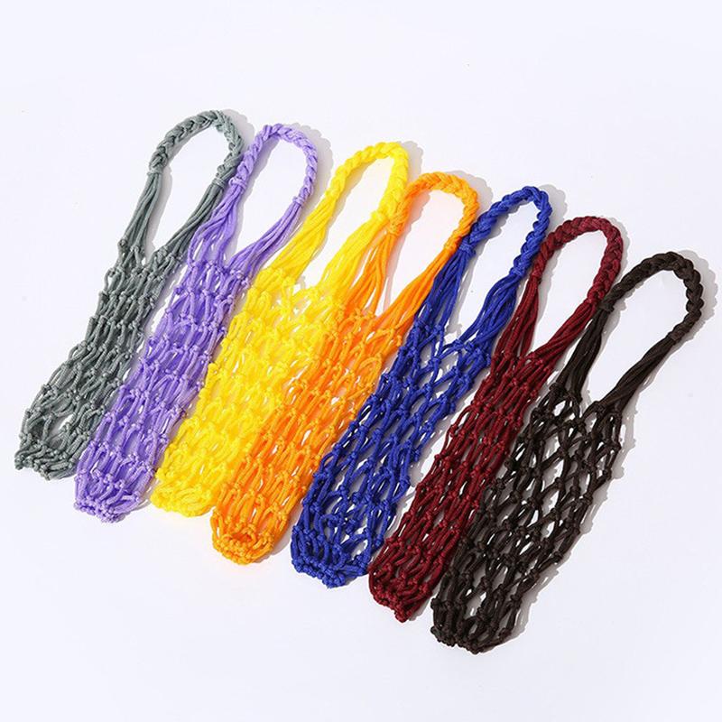 Portable Hand Woven Mesh Bag Hollow Out Handheld Coffee Bag Reusable Water Cup Bag