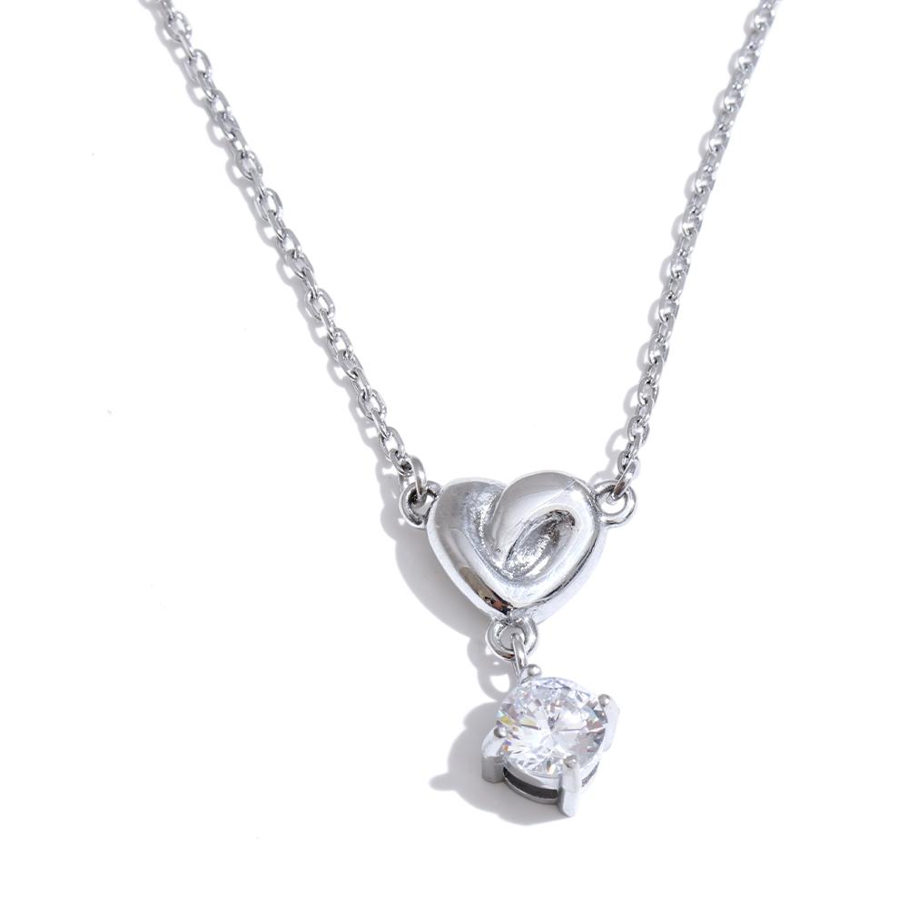 

Yhpup Stainless Steel Zirconia Heart Love Small Chic Pendant Necklace Exquisite Fashion Collar Jewelry Gifts for Girlfriends
