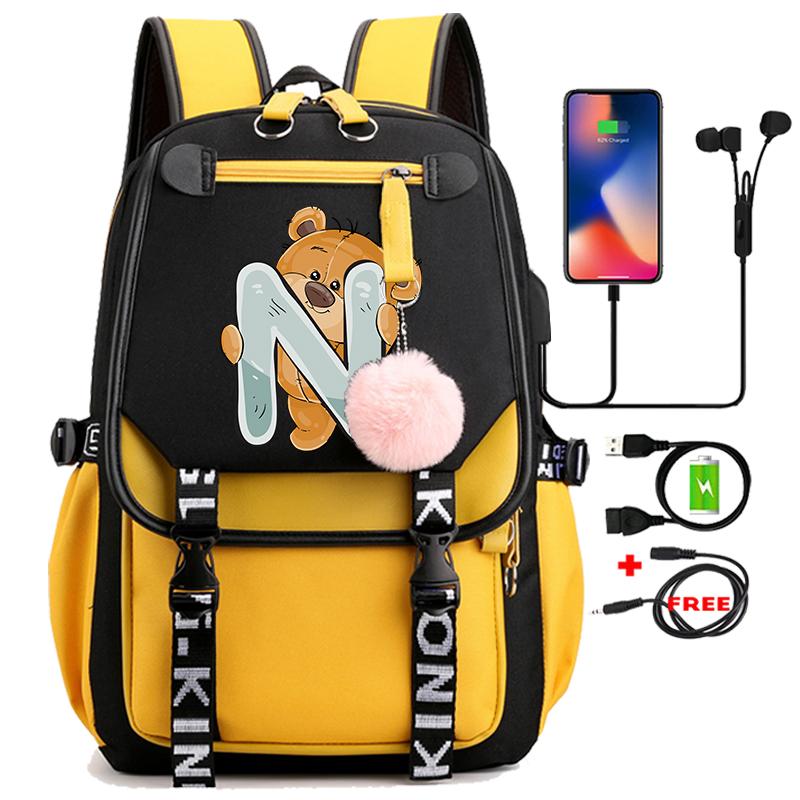 Leinwand Druck 26 Englisch Buchstaben Student Schule Tasche Rucksack Outdoor Teenager Mädchen Büchertasche Laptop Reise Rucksack