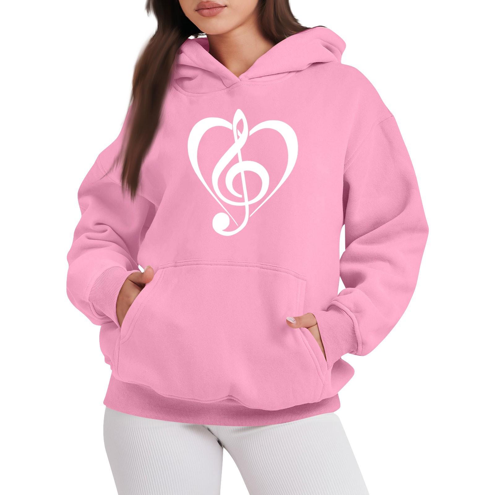 

Женская мода повседневная толстовка с капюшоном с принтом ко Дню святого Валентина с длинными рукавами XL розовый