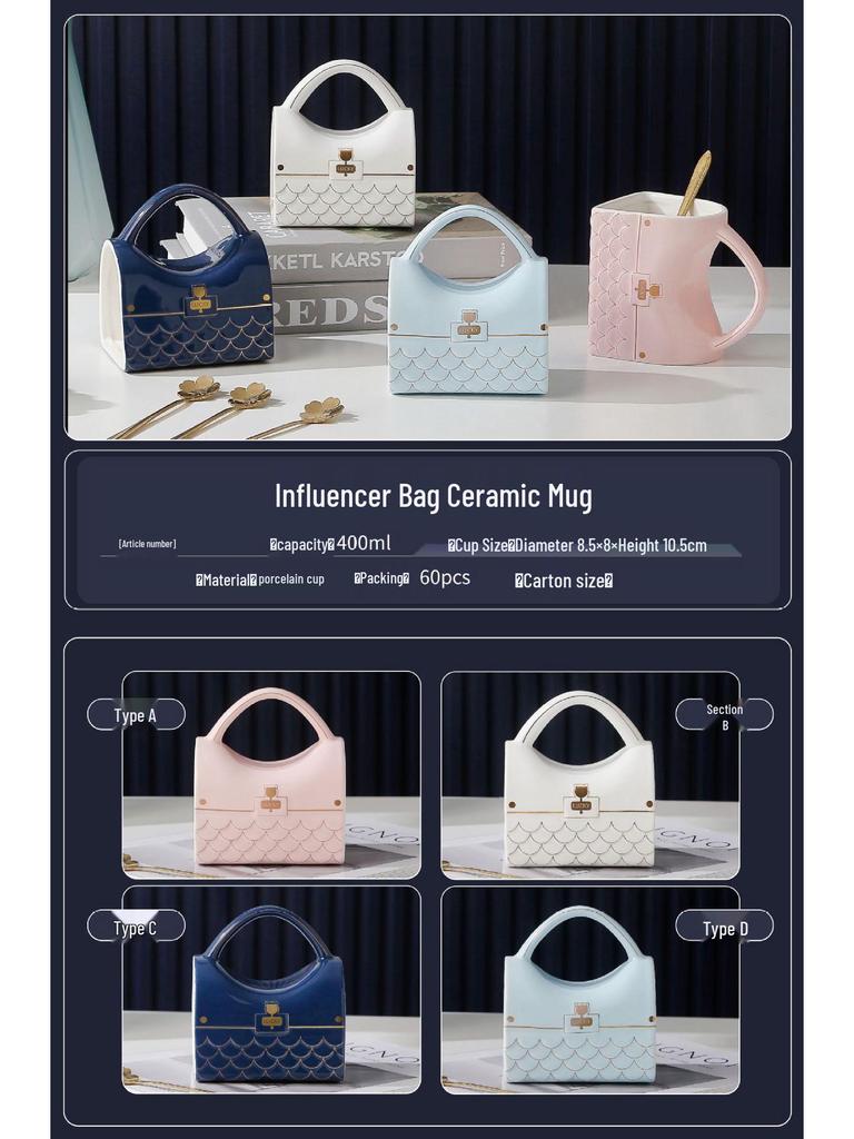 Elegant Ceramic Mug Set: Unique Handbag Design for Office or Home Use