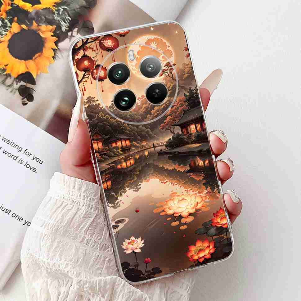 For Realme 12 Pro RMX3842 6.7" Summer Lotus Cute Cat Soft Silicone TPU Cover For Realme 12Pro+ 12Pro Plus RMX3840 Bumper Shell