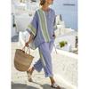 Y1 Short Sleeve Shirt Set Fashion Digital Printing Women's Loose Crew Neck Top High Waist Pants Two-piece Set