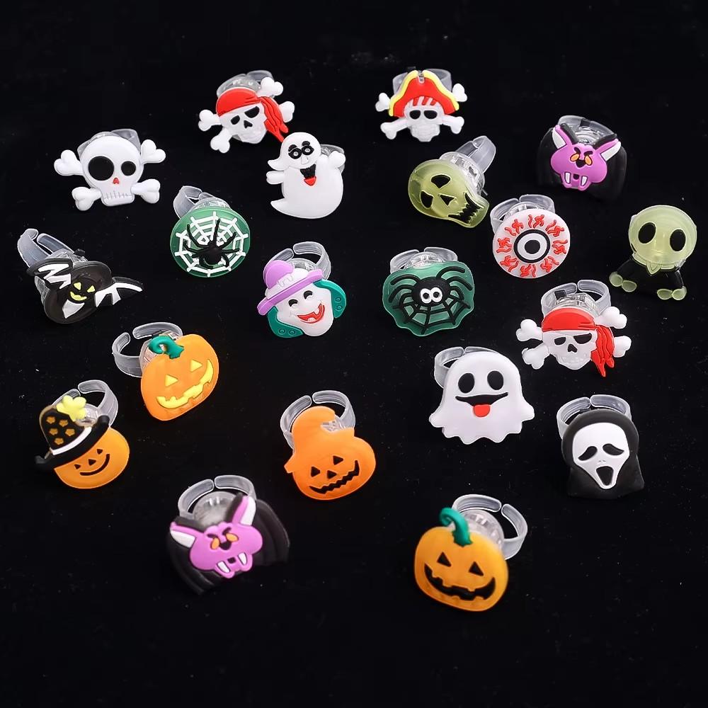 20/50pc Halloween LED Light Up Rings Toys Horror Pumpkin Ghost Spider Glow Finger Rings for Kids Trick Party Supplies Party Gift 5