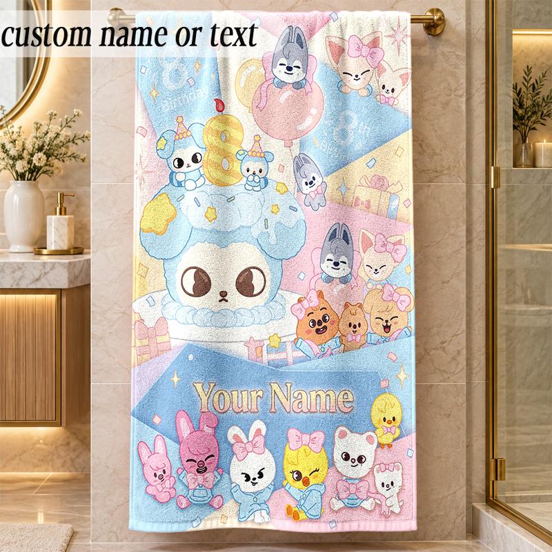 Beach TowelStray Kids Custom Name Text Personalized Soft Towel for Beach Pool Indoor Home Decor Gift