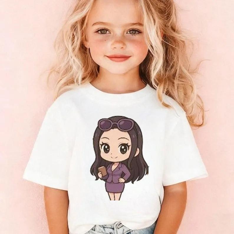 Cute Chibi Character Print Cotton TShirt Men Women Kids Family Clothes 2026 Summer ShortSleeve Casual Tee Tops