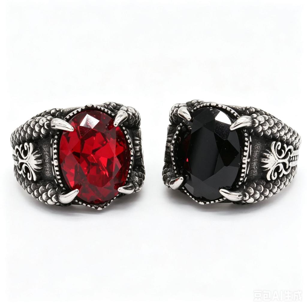 Accessories European and American Personality Retro Dragon Claw Men's Ruby Ring
