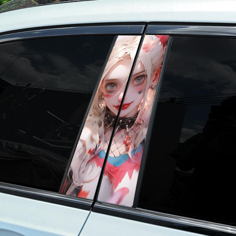 1/2pcs Joker Lady Car Stickers Auto B Pillar Waterproof Decoration Cover Scratches DIY Car Doors Pillar Sunscreen Vinyl Decals