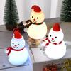 Snowman Tap Light Cute Christmas Lamp Rechargeable Silicone Touch Bedside Light Snowman Mood Lighting for Christmas Tree