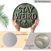 2D Flat, 1pc Round Aluminum Hanging Sign, Vintage Aged Green Patina Stay Weird Letter & Wildflower Rivet Design, Rustic Metal Plaque, Serves As a