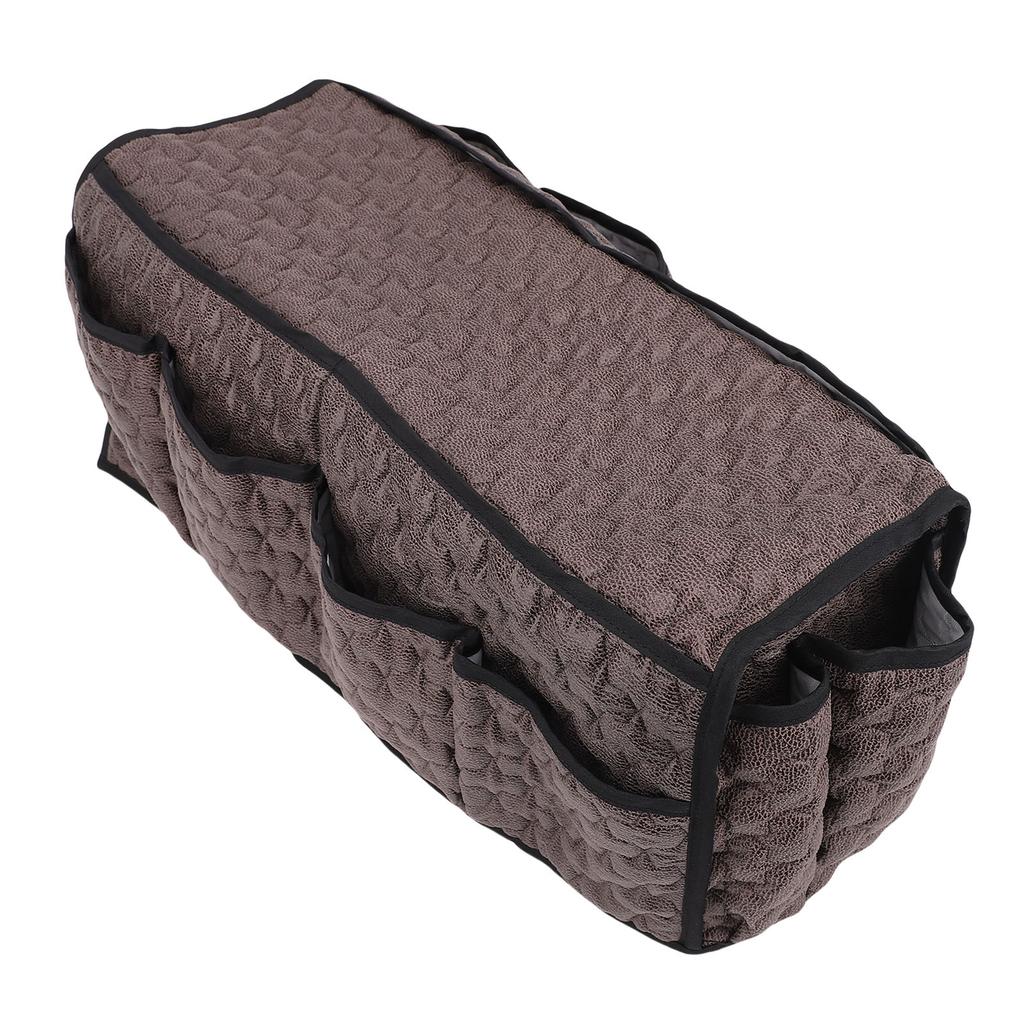 Sofa Armrest Bag Coffee Color Imitation Leather Multifunctional Couch Armrest Storage Bag for Remote Control Phone