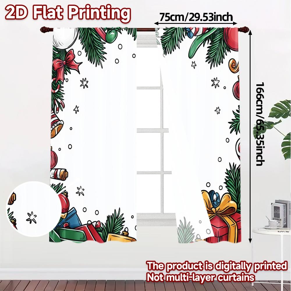 2pcs,Curtains Christmas Tree Ornaments Gifts (5) Modern Creative Curtains Fabric Curtains Versatile All Decorative for Living