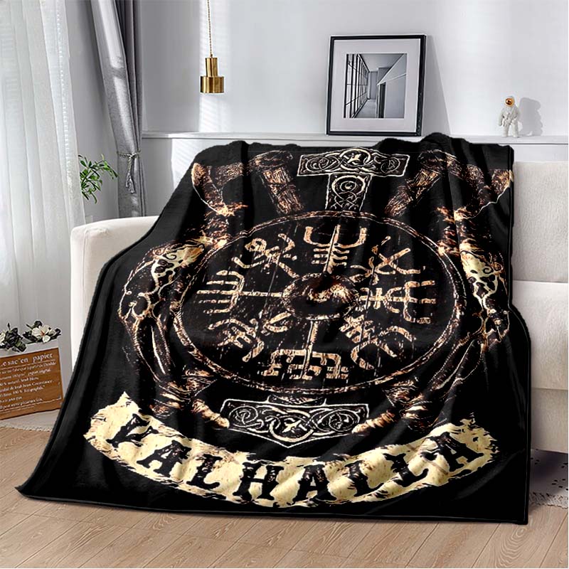 3D Viking Odin Valhalla Nordic Mythology Symbols Blanket,Soft Throw Blanket for Home Bedroom Bed Sofa Picnic Office Travel Cover