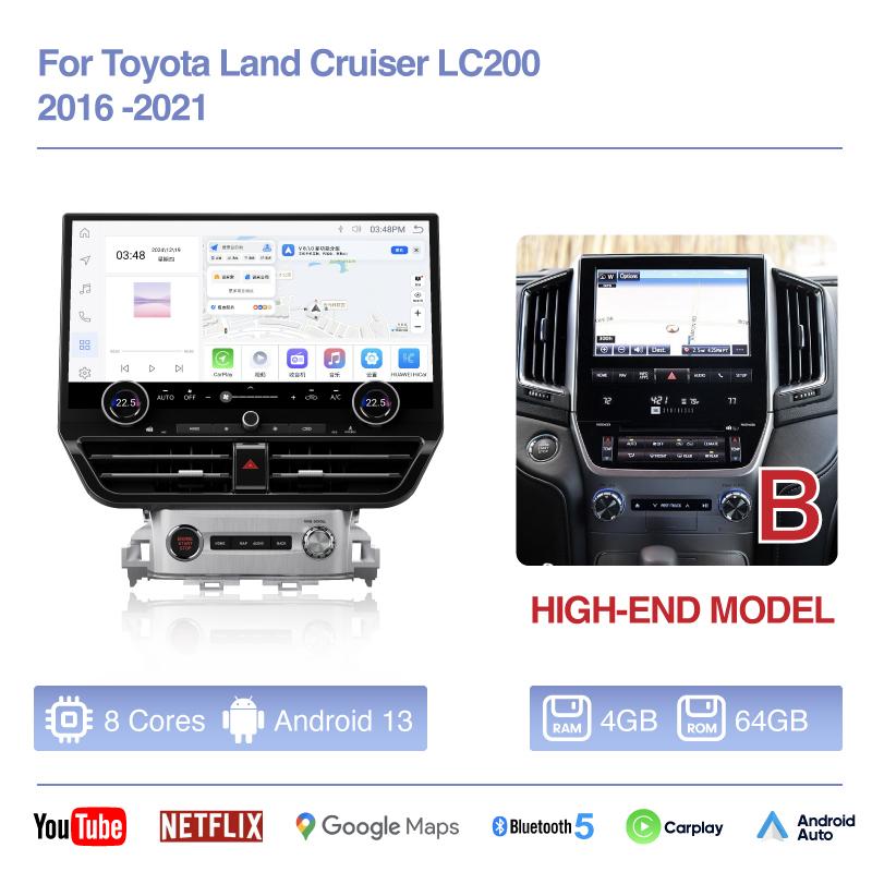 19.8" For Toyota Land Cruiser LC200 2016 -2025 Car Multimedia Video Player GPS Navigation Radio Android Auto Carplay 4G WiFi 360