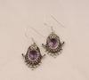 Solid 925 Sterling Silver Amethyst Gemstone Handmade Boho Designer Women Dangler Earring