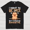 Capy Wants To Be Nice Unisex 100% Cotton Summer Casual Cool Loose T-Shirt