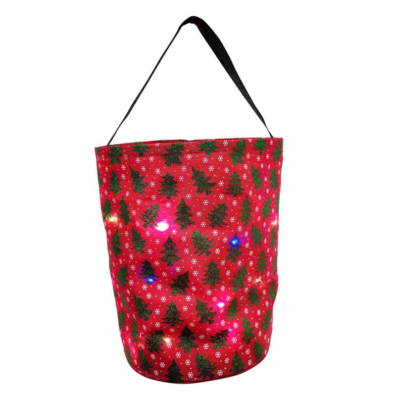 LED Light Up Halloween Pumpkin Basket Portable Tote Bag for Trick or Treat Christmas Party Favor Pouch festivals Decorations