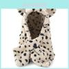 Plush Leopard Print 3d Hooded Hat With Neck Warmer For Winter Warmth