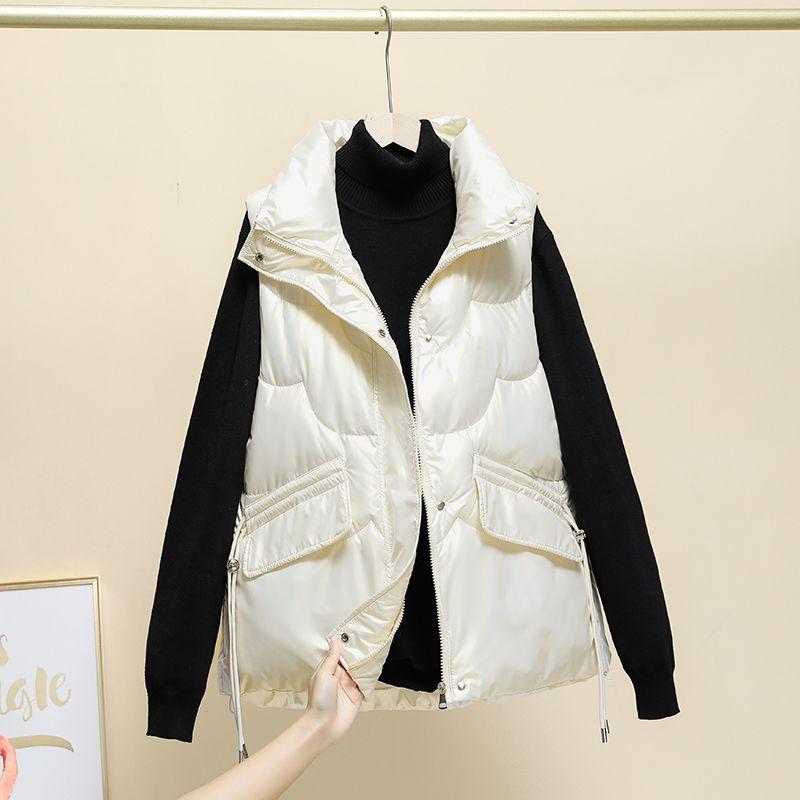 Down Cotton Vest for Women Autumn Winter Lightweight Vest Casual Loose Jackets Coats Women Fashion Sleeveless Parkas