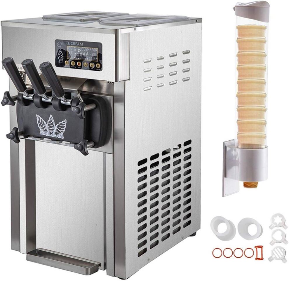 Mini Economical Commercial Table-Top Soft Ice Cream Machine 3 Flavors Small Ice Cream Maker