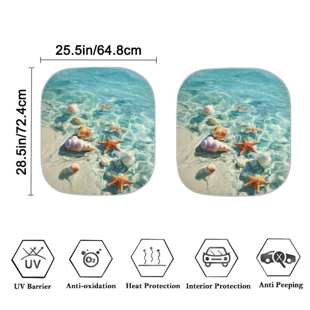 Turtle Pattern Car Sunshade Set: Universal Aluminum Foil Heat Insulation Cover (2-Pack)