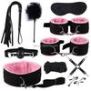SacKnove Adult Sex Toys Couples 10 PCS Suit Soft Nylon Furry Restraints Whip Play Bdsm Handcuffs Kit Bondage Set for Sm Game