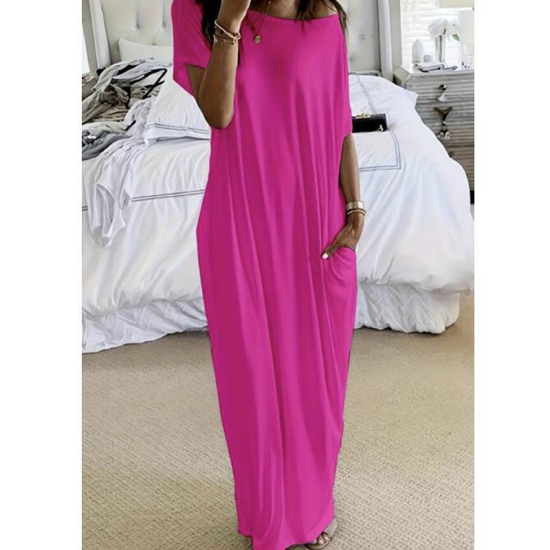 Robe Longue en Soie de Lait avec Motif Assemblé pour un Style Décontracté d'Été