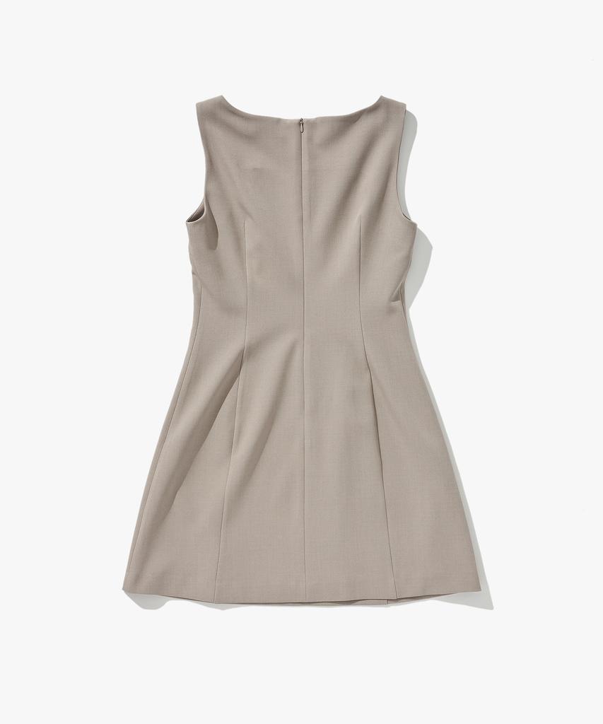Plack Woman Minimalist Sleeveless Dress Beige