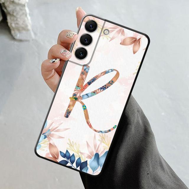 Handyhülle für Samsung Galaxy S23 S22 S21 S20 Fe Ultra S10 S9 S8 Plus Note 20ultra 10plus Hülle Blumenmuster Blatt Buchstabe Kunst