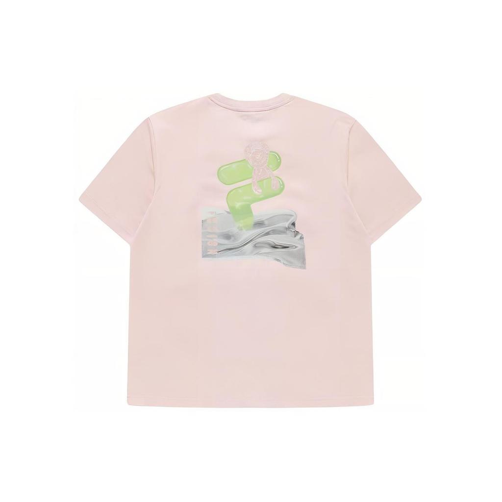 Fila Fusion Dopamine Colorful Round Neck Pullover Soft Comfortable Casual Breathable Short Sleeve T-Shirt Unisex T-Shirt Rainbow-Pink T11U423106FPK
