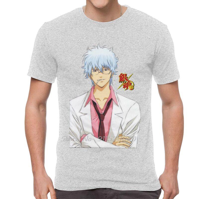 Japanese Manga Gintama T Shirt Men Cotton Tshirt Anime Gintoki Sakata Tees Top Hip Hop Tshirt Gift Streetwear Harajuku