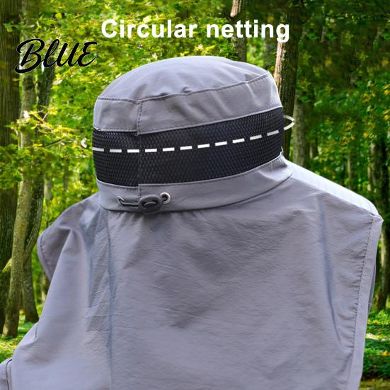 Summer Sun Hat Outdoor with Mosquito Head Net Neck Flap Breathable Men Women