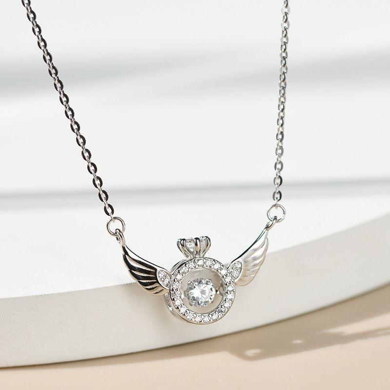 925 Sterling Silver Necklace Pendant  Wings Angel 5A Zircon for Women Wedding Jewelry Fine Accessories Fashion Party Gifts