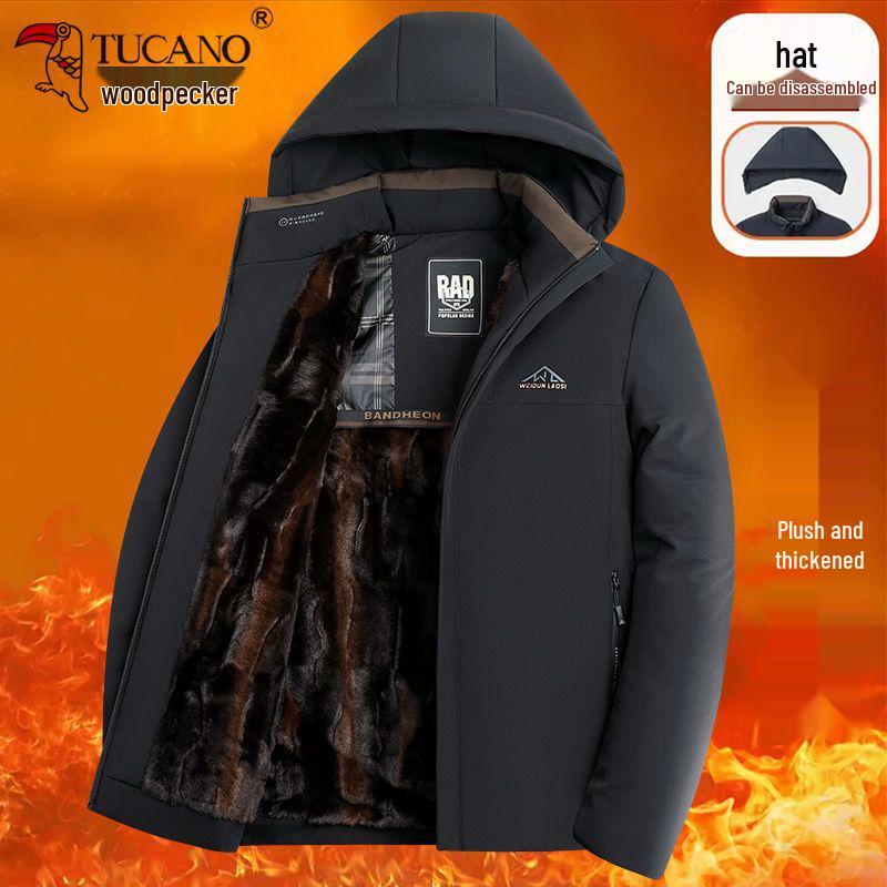 

Woodpecker Men s Winter Coat: Warm Fleece-Lined Padded Jacket for Middle-Aged and Elderly. L for under 115 jin