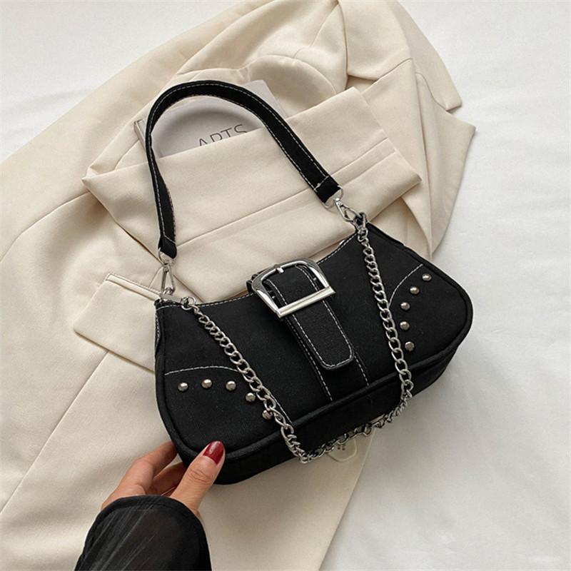 Schlichte Retro-Unterarmtasche, modischer Trend, lässige Schultertasche, Canvas, lässige Textur, Umhängetasche für Damen