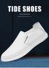 Men's Casual Cowhide Leather White Loafers - Stylish & Versatile for Spring and Autumn