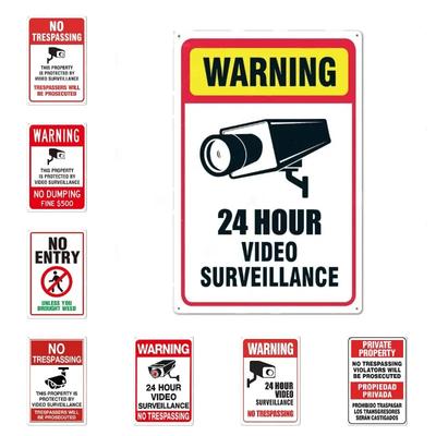 Putuo Decor Betreten Verboten Blechschilder Warnschild Metall Videoüberwachung Wandkunst Poster Platte Hof Eisenmalerei Aufkleber