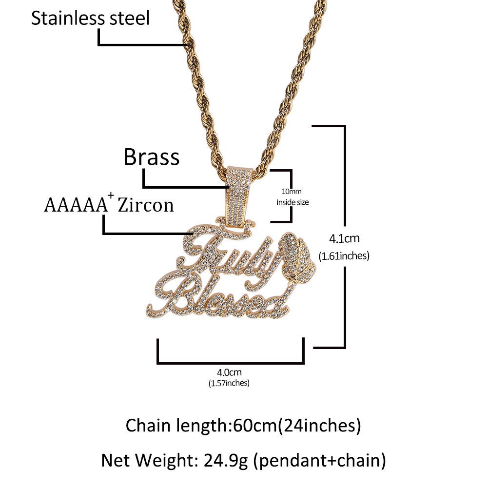 Hip Hop Street TrulyBlessed Letter Full Diamond Pendant Prayer Hand Necklace Factory