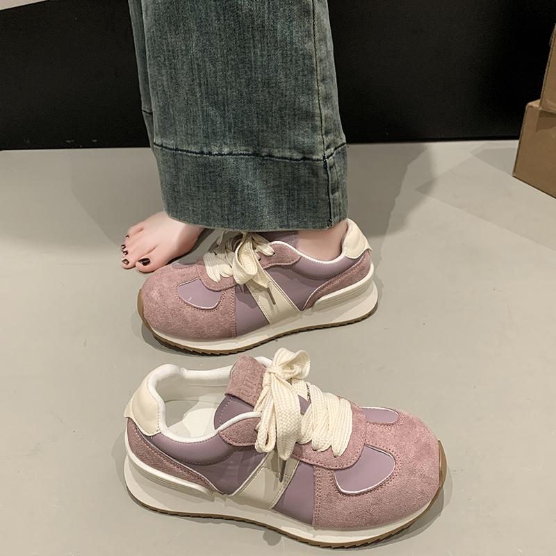 Fashion 2024 New Spring and Autumned Thick-soled Lightweight Sneakers for Women All-match  Popular Retro Sport Leisure Shoes Hot Sale