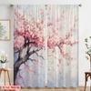 2pcs,2D Plane Printing Light Filtering Curtains Blossom Dreamscape Versatile 100% Polyester (without Rod) Home Decor for Bedroom