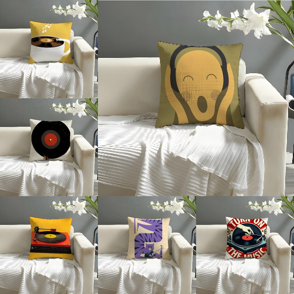 2 Eenvoudige Stijlvolle Muziekplaat Ontwerp Kussensloop Huis Woonkamer Decoratie Linnen Kussensloop Kussenslopen Kussenhoes