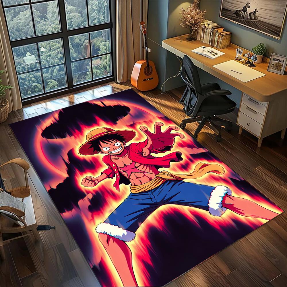 Epic One Piece Luffy Battle Scene Rug Carpet Large Area Rug Non Slip Washable Floor Mat Gamer Room Bedroom Home Decor