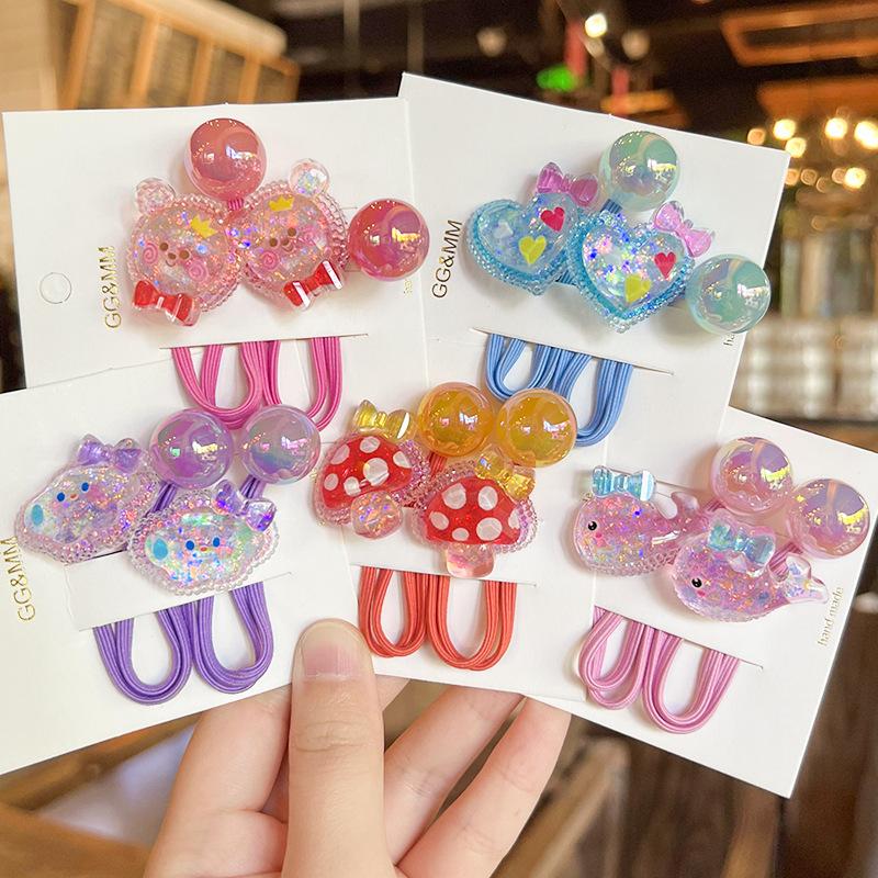 Hot Selling Kids Hair Elastics1pcs Cartoon Whale Design High Stretch Ponytail Holders Non Damage Soft for Toddler Girls