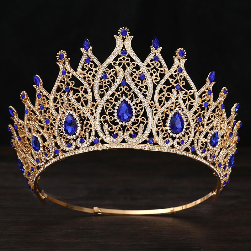 Baroque Vintage Water Drop Bridal Crown Princess Big Tiaras for Party Birthday Wedding Dress Hair Jewelry Pageant Headwear