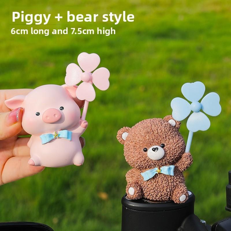 Cartoon Resin Car Decor With Rotating Windmill For Cute Vehicle Interior Accents